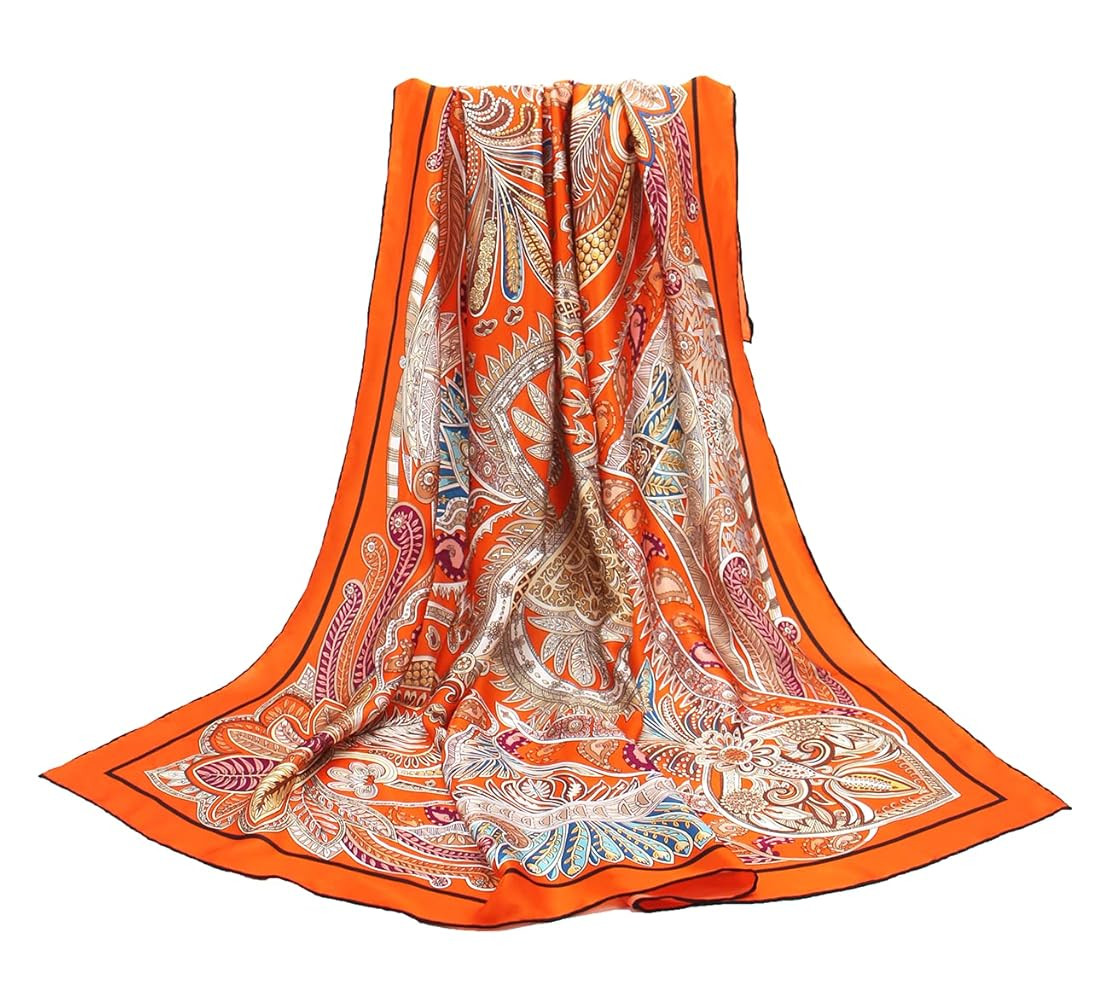 ANDANTINO 100% Silk Scarf 43" Large Square Lightweight Headscarf& Shawl–Women Hair Wraps-With G... | Amazon (US)