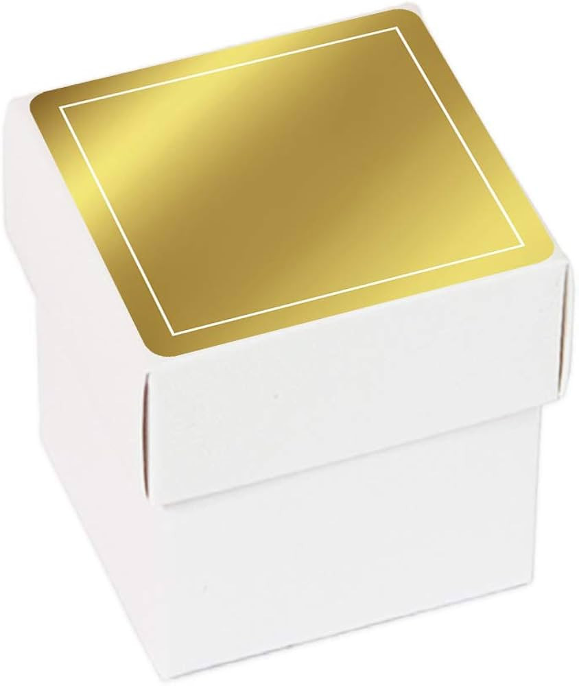 Andaz Press Square Favor Gift Labels Stickers, Metallic Gold Ink, Solid Gold with Border, 40-Pack... | Amazon (US)