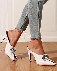 Oiamenne Stiletto Heels for Women Peep Toe Heeled Mules Sandals Pointed Toe Pumps High Heeled San... | Amazon (US)