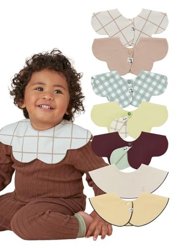 Konny PIPED EDGE & ROLLING BIB 7P SET - Reversible Design, Stylish Baby Bibs for Infants (0-24 months) with Moisture-Wicking Fabric - Essential Hygiene and Fashion for Girls and Boys (7P- Set 3) | Amazon (US)