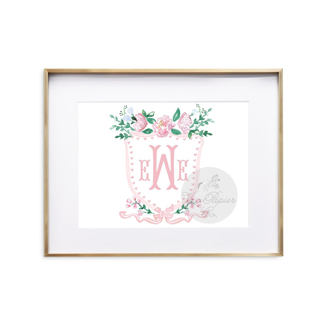 Watercolor Floral Crest Art Print | Girl | Floral | Sweet | Pastels | Painting | Nursery | Waterc... | Etsy (US)
