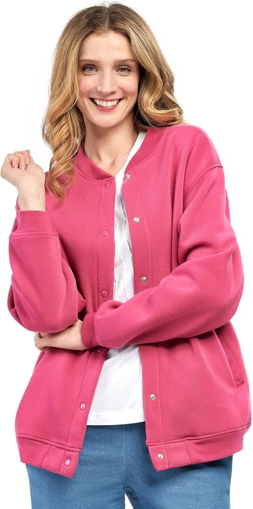 Turtle Bay New York Womens Snap Up Jacket - Soft, Fleecy Lining for Three-Season Comfort | Amazon (US)