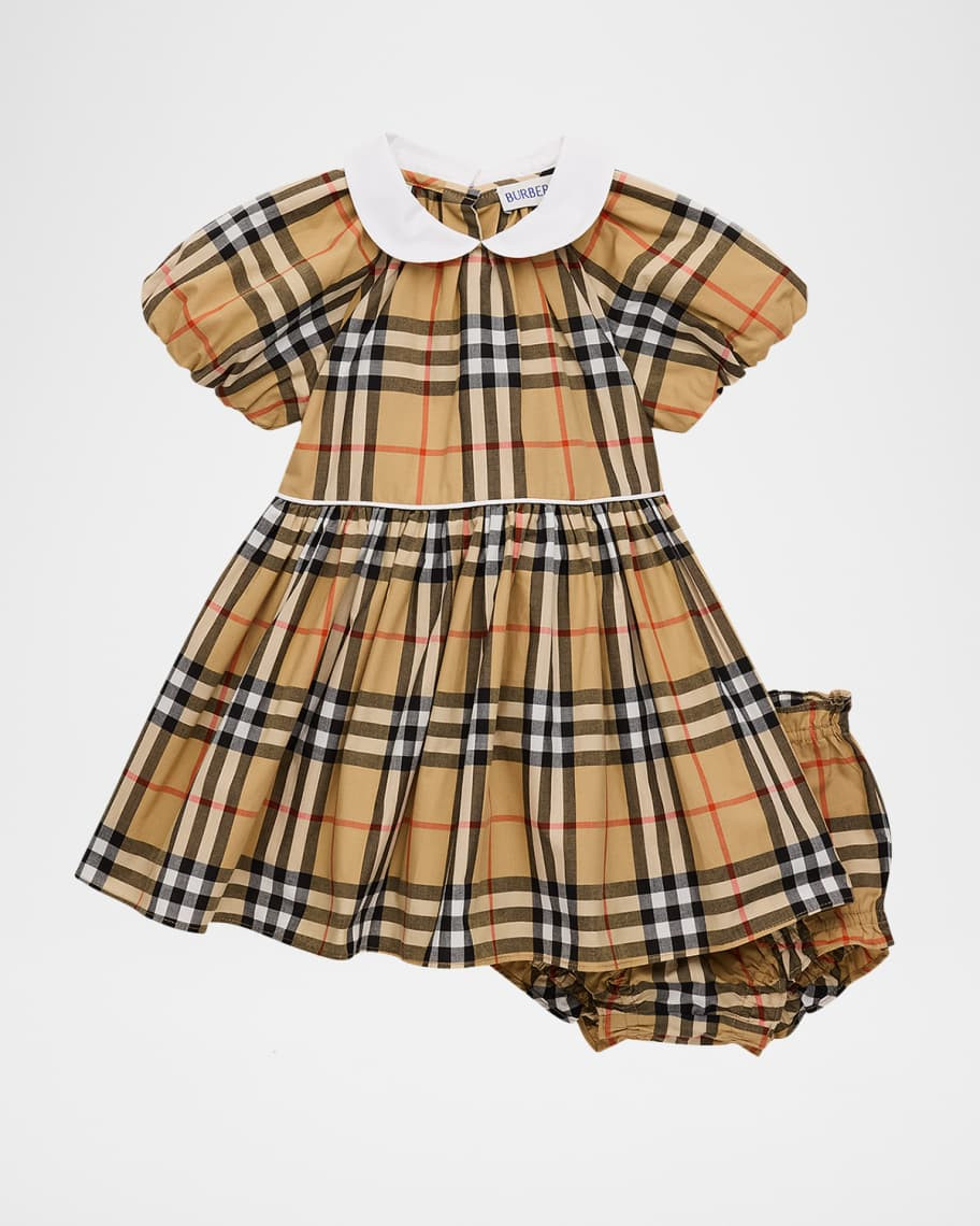 Girl's Check Cotton Dress with Bloomers, Size 1M-18M | Neiman Marcus