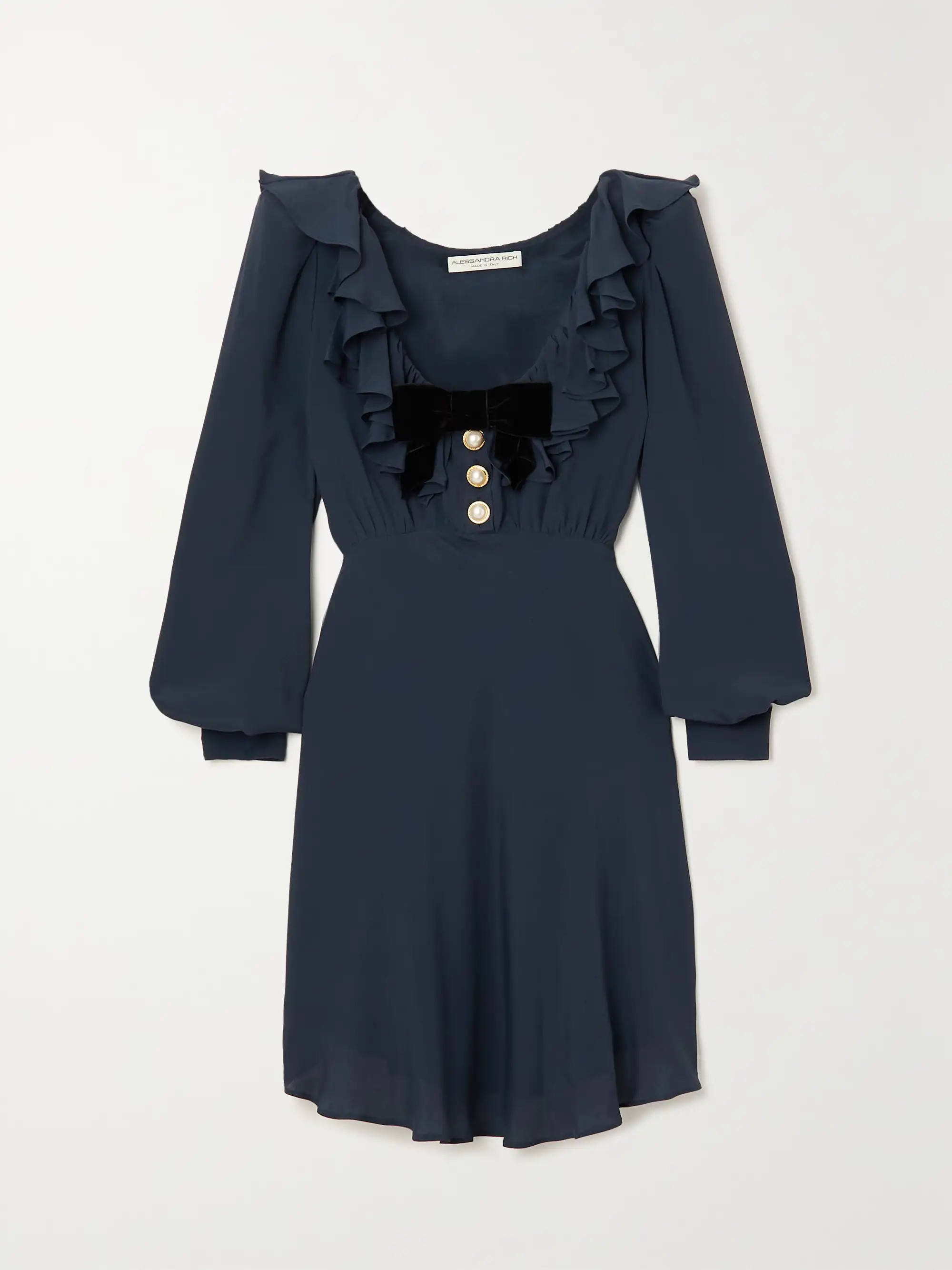 Embellished ruffled crepe mini dress | NET-A-PORTER (US)