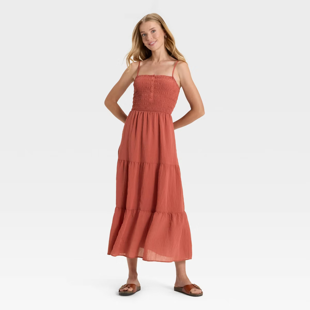Women's Button-Front Smocked Maxi Sundress - Universal Thread™ | Target