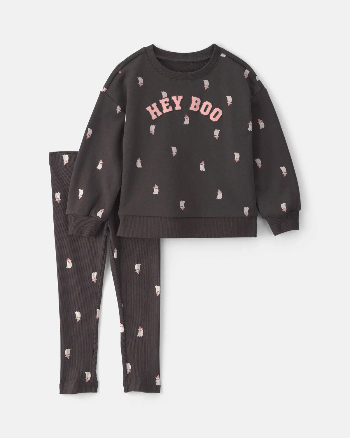 Toddler Girl Halloween 'Hey Boo' French Terry Pullover & Pant Set - Black | Carter's Inc
