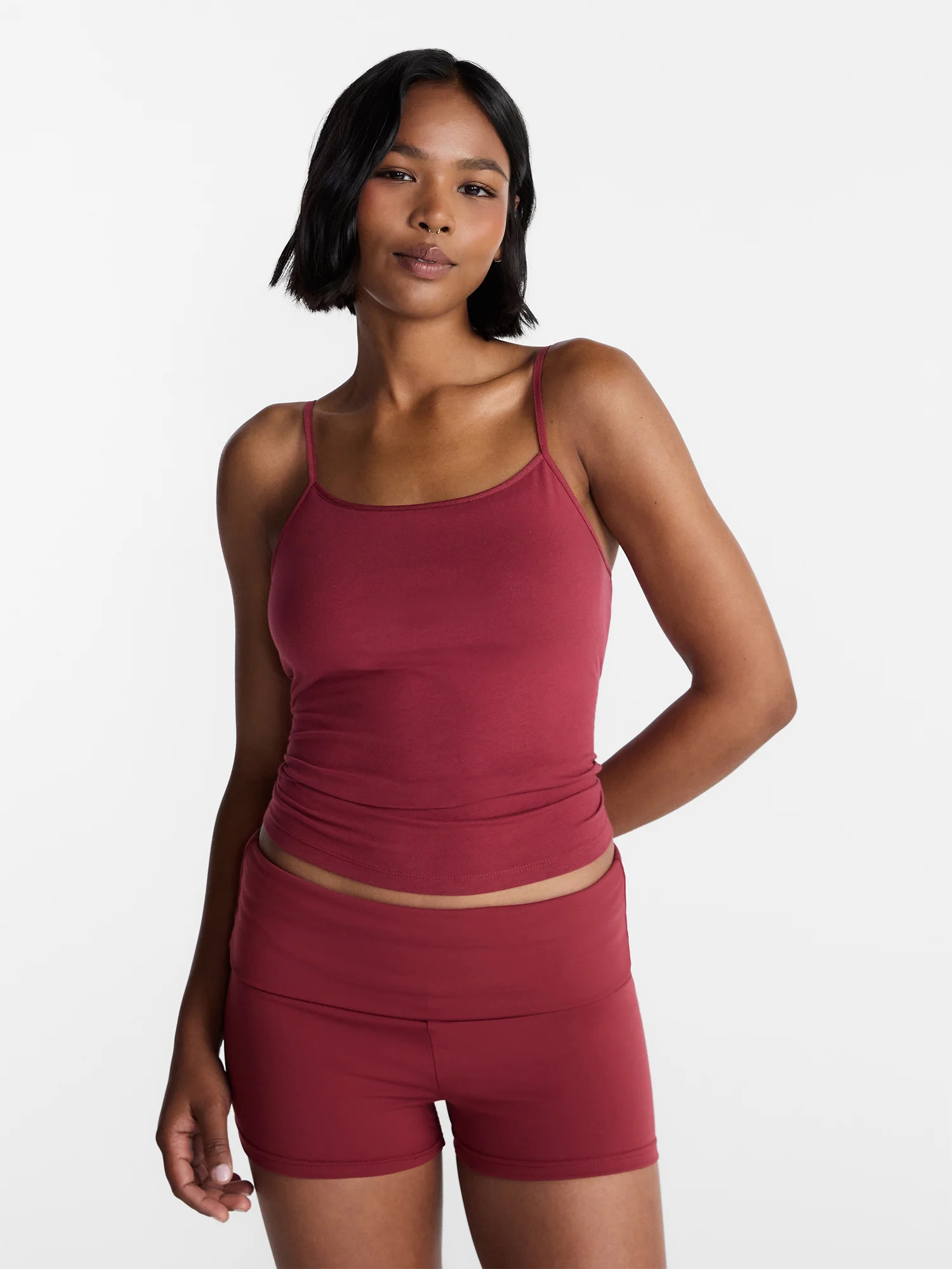 No Boundaries Cropped Cami Top with Shelf Bra, Women's XXS-XXL | Walmart (US)