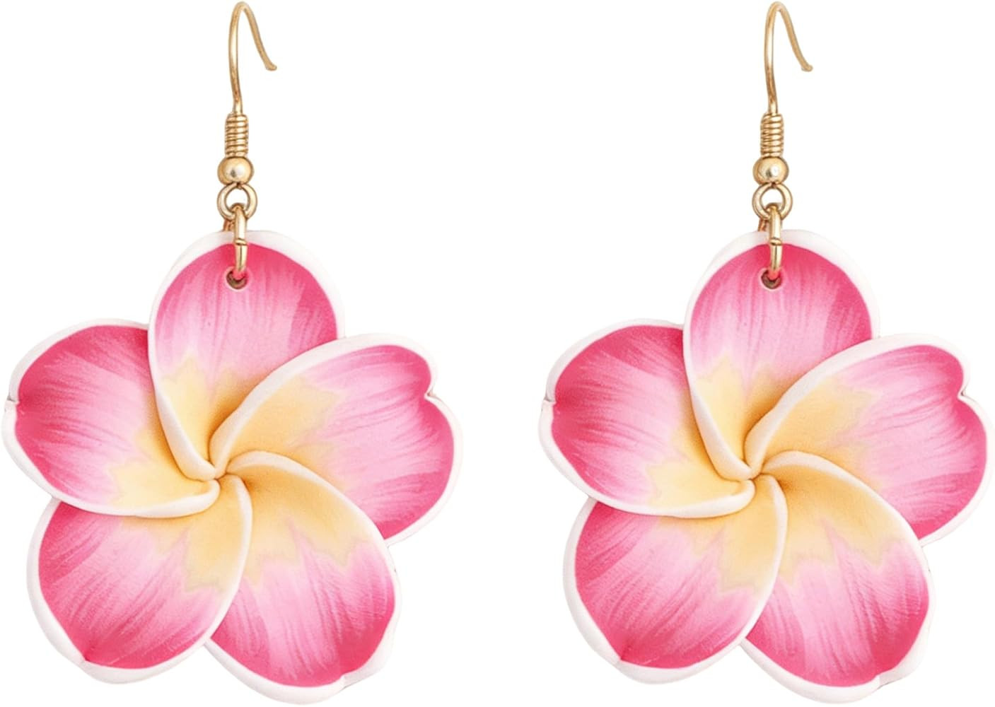 Pink Flower Earrings for Women Boho Floral Dangle Earrings Hibiscus Petal Drop Earring Luau Beach... | Amazon (US)