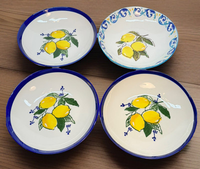 Papart Ceramics Lemon Dinner Pasta Bowls 9" Set of 4 Hand Painted Turkey | eBay | eBay US