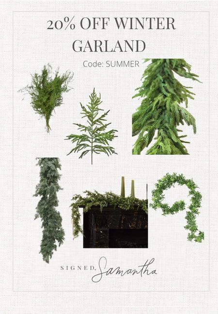 Winter garland and stems 20% off. Sells out quickly. Norfolk pine garland. Cedar garland. Juniper. Norfolk pine stems. Afloral. Faux winter greenery  

#LTKSeasonal #LTKsalealert #LTKhome