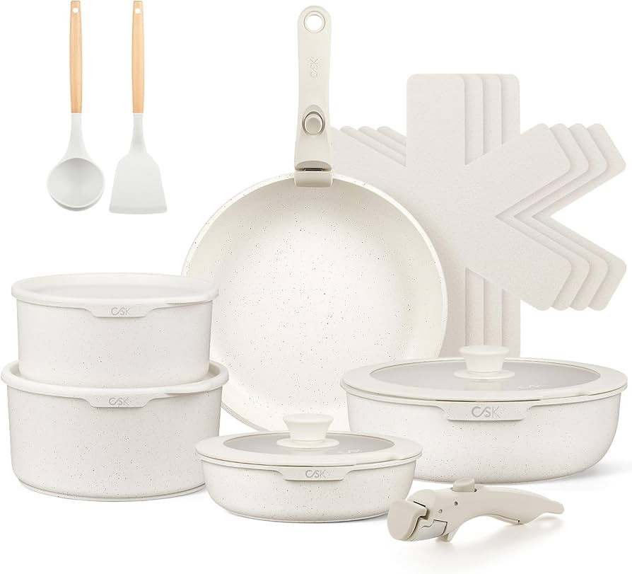 KOCH SYSTEME CS 17 PCS Pots and Pans Set, Nonstick Cookware Set Detachable Handle, Induction Kitc... | Amazon (US)