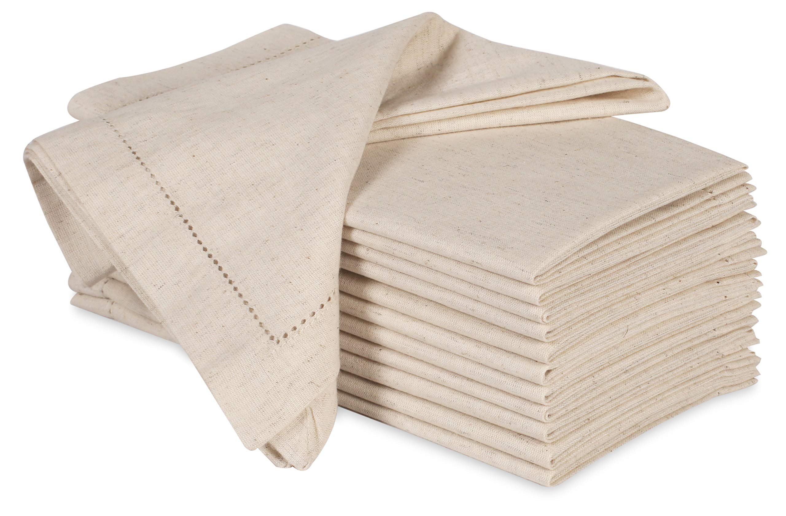 Ramanta Home Cloth Dinner Napkins in Cotton Flax Fabric with Hemstitched & Tailored Mitered Corne... | Amazon (US)