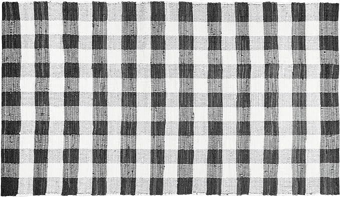 GLAMBURG Cotton Reversible Area Rug 3' x 5' Farmhouse Floor Mat, Handwoven Washable Carpet Checke... | Amazon (US)