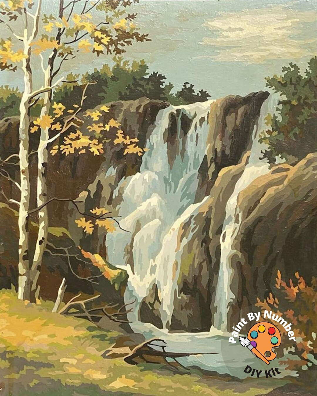 Mountain Waterfall PAINT by NUMBER DIY Kit for Adult Vintage - Etsy | Etsy (US)
