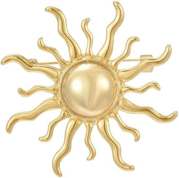 Gold Sun Brooch Pins for Women Men Vintage Yellow Sun Cameo Lapel Pin Blazer Dress Collar Costume... | Amazon (US)