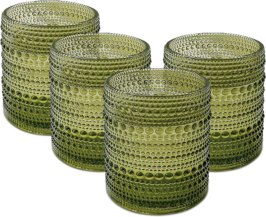 Amazon.com | UPZAI 12oz Vintage Drinking Glasses Set of 4, Kitchen Glassware Old Fashioned Glass ... | Amazon (US)