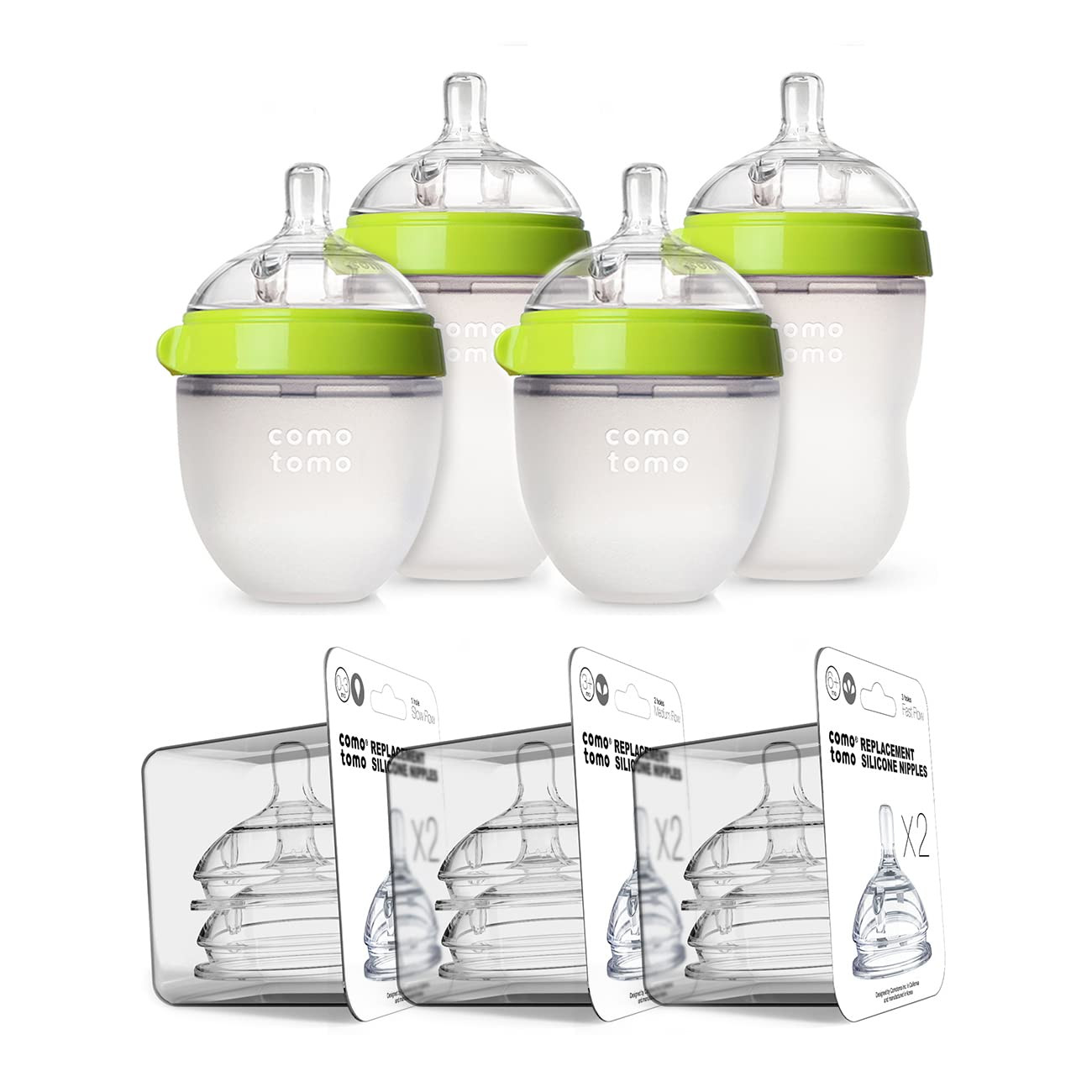 Comotomo Baby Bottle Bundle, Green, (7 Piece Set) | Amazon (US)