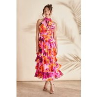Lilac And Orange Halter Ruffle Dress | Debenhams UK