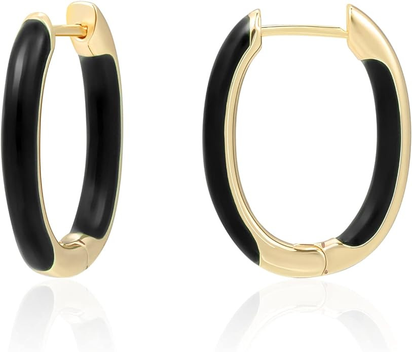 Huggie Hoop Earrings for Women, 18K Gold Plated Colorful Enamel Huggie Earrings Small Hypoallerge... | Amazon (US)