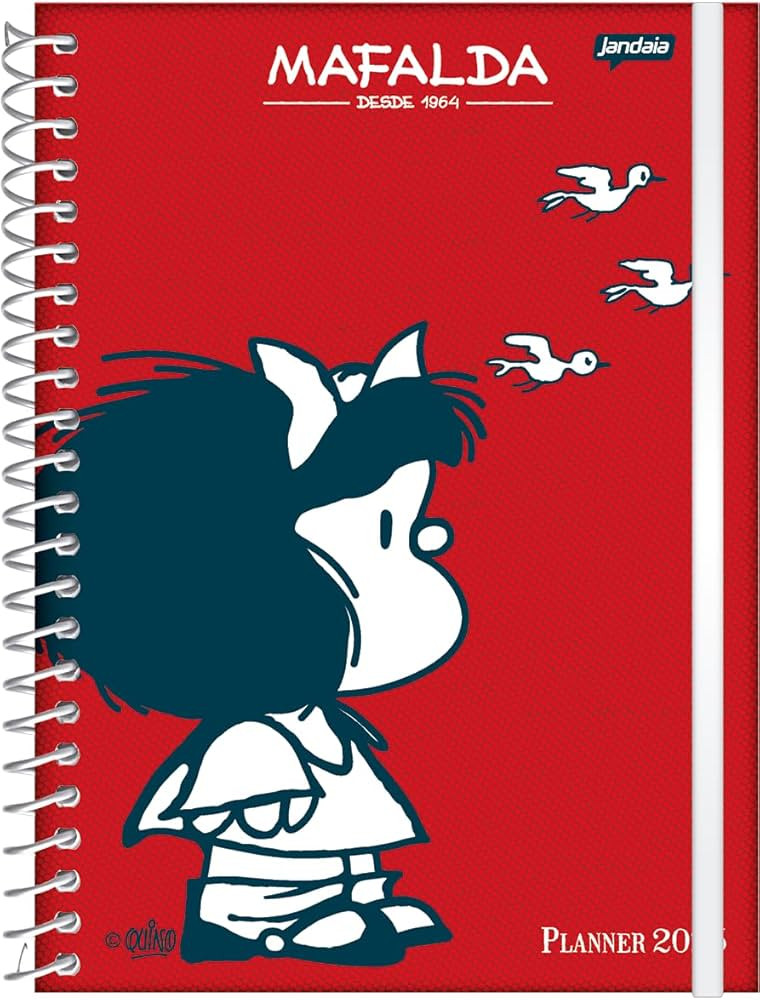 Jandaia - Agenda Planner Datada Capa Dura 160Pgs Mafalda 2025 Fundo Vermelho | Amazon (BR)