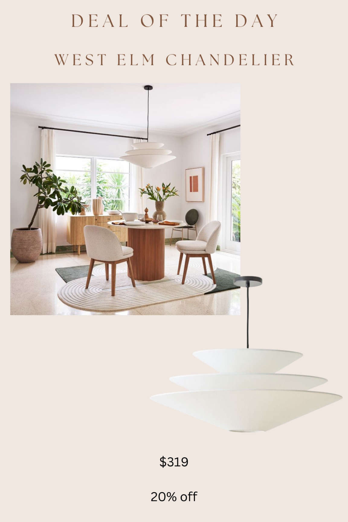 West elm chandelier / pendant 20% off right now!! 

#LTKsalealert #LTKhome