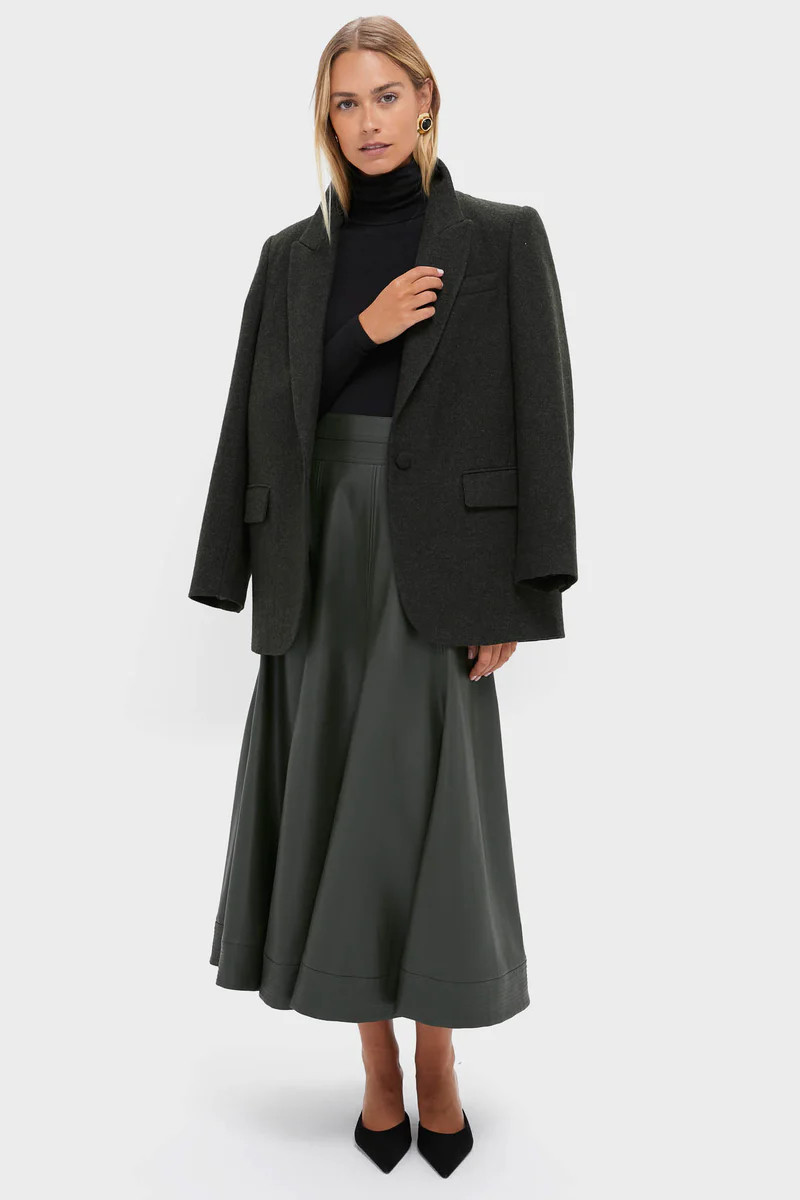 Dark Hunter Green Leather Brynn Skirt | Tuckernuck (US)