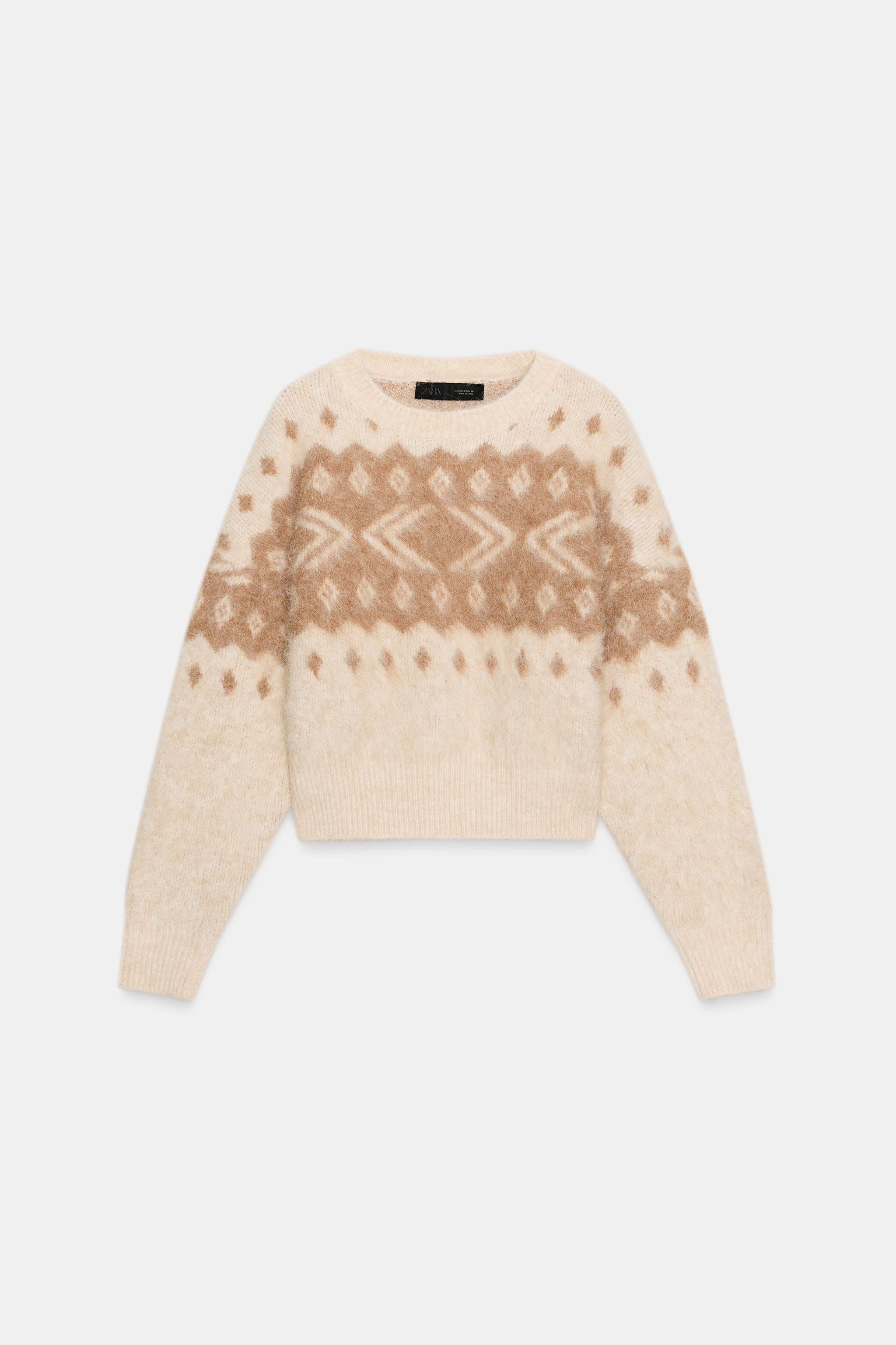 BRUSHED EFFECT JACQUARD KNIT JUMPER | Zara US