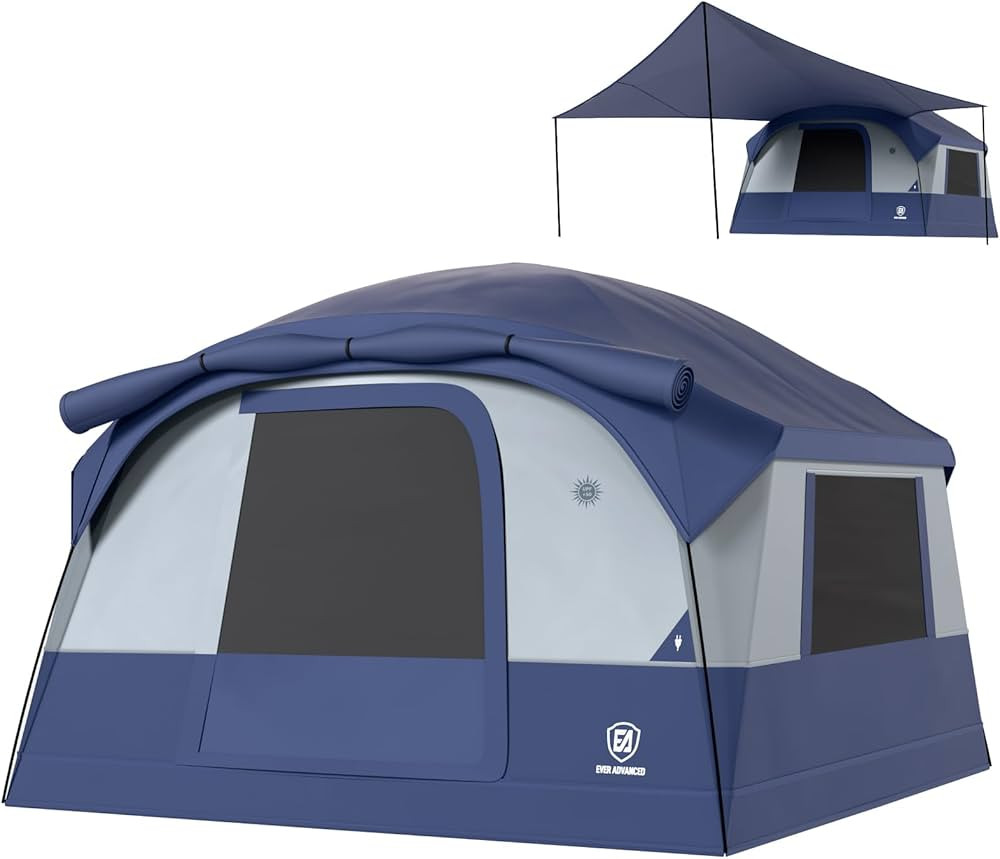 EVER ADVANCED Blackout Design 6 Person Camping Tent with 80 sq.ft Massive Vestibule, Large Mesh S... | Amazon (US)