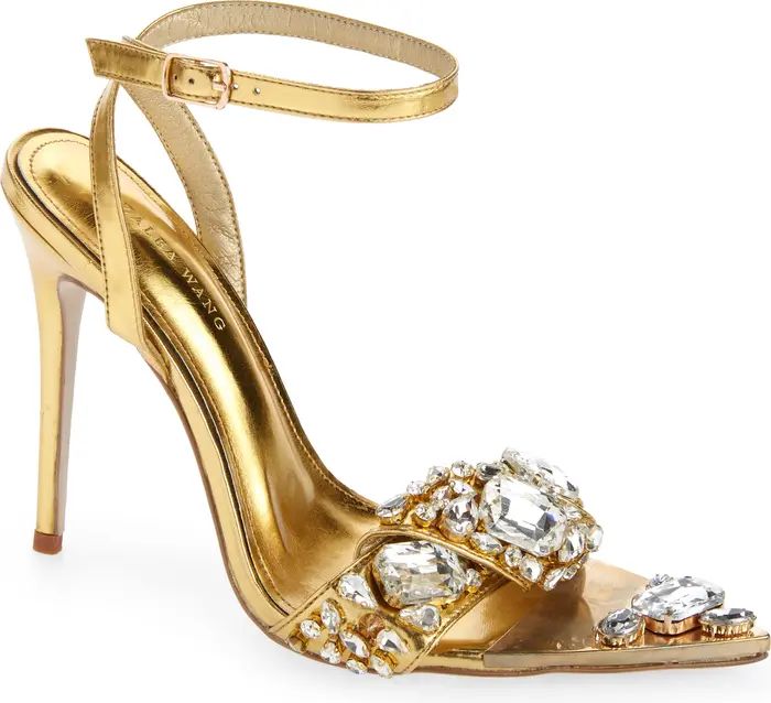 Tilly Crystal Pointed Toe Sandal (Women) | Gold Heels Gold Sandals Gold Shoes Metallic Heels Shoes | Nordstrom