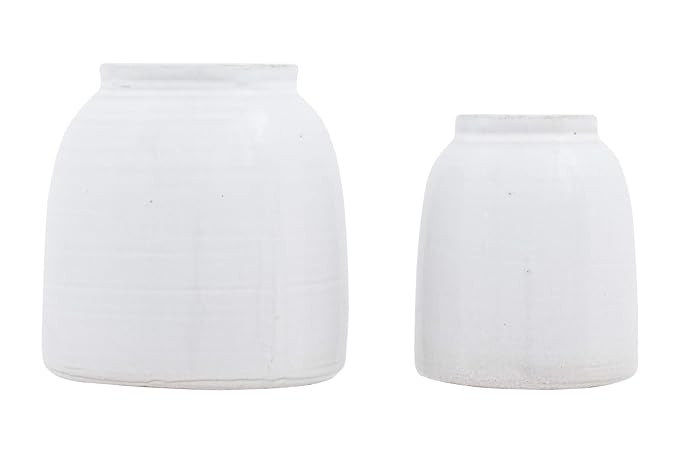 Creative Co-op Terracotta Vases (Set of 2 Sizes), White | Amazon (US)