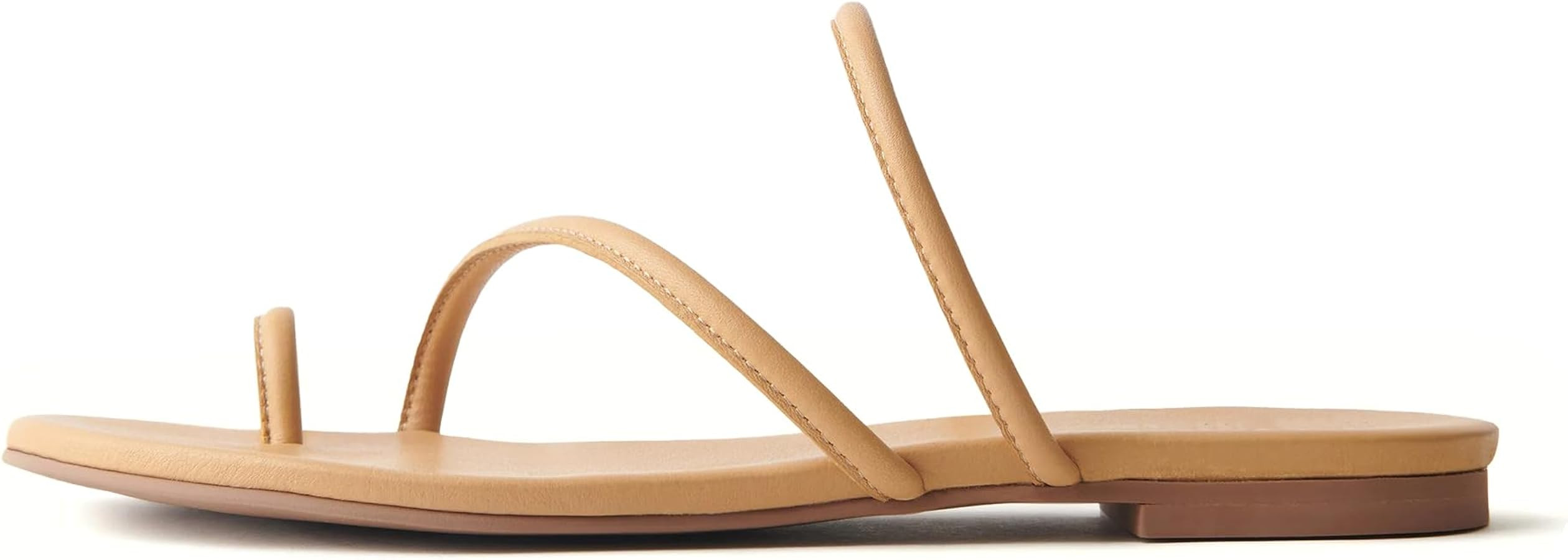 Women's Strappy Flat Sandals Slip On Slides Toe Ring Slippers with Cross Strap Comfortable Open T... | Amazon (US)