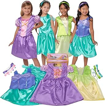 Disney Princess Dress Up Trunk – 21-Piece Deluxe Costume Set Featuring Ariel, Jasmine, Tiana & ... | Amazon (US)