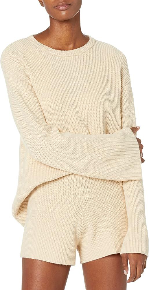 The Drop Women's Alice Crewneck Back Slit Ribbed Pullover Sweater | Amazon (US)