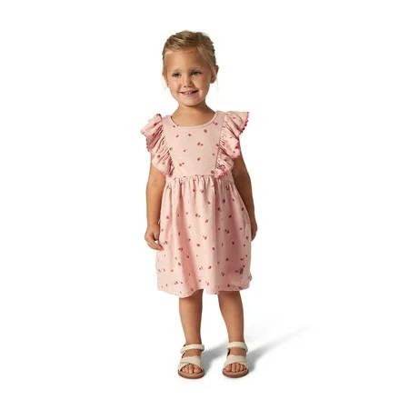 Modern Moments Toddler Girl Ruffle Sleeve Dress with RicRac Trim, Sizes 12M-5T | Walmart (US)