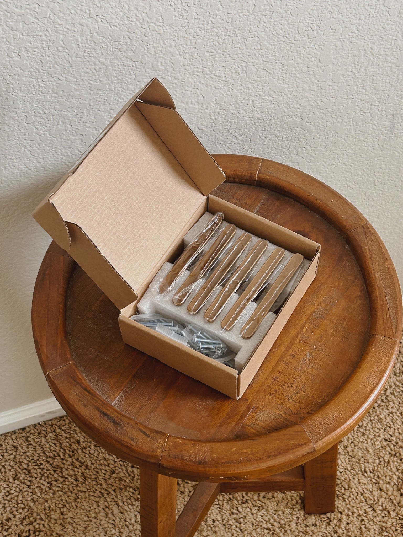 The new cabinet pulls in our bathroom! On sale now, $18 for 6!