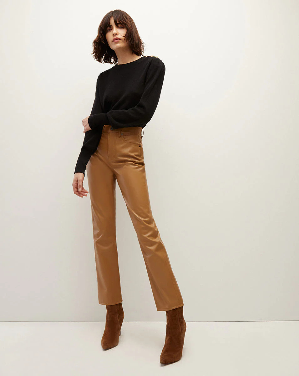 Joey Vegan Leather Straight-Leg Pant | Veronica Beard