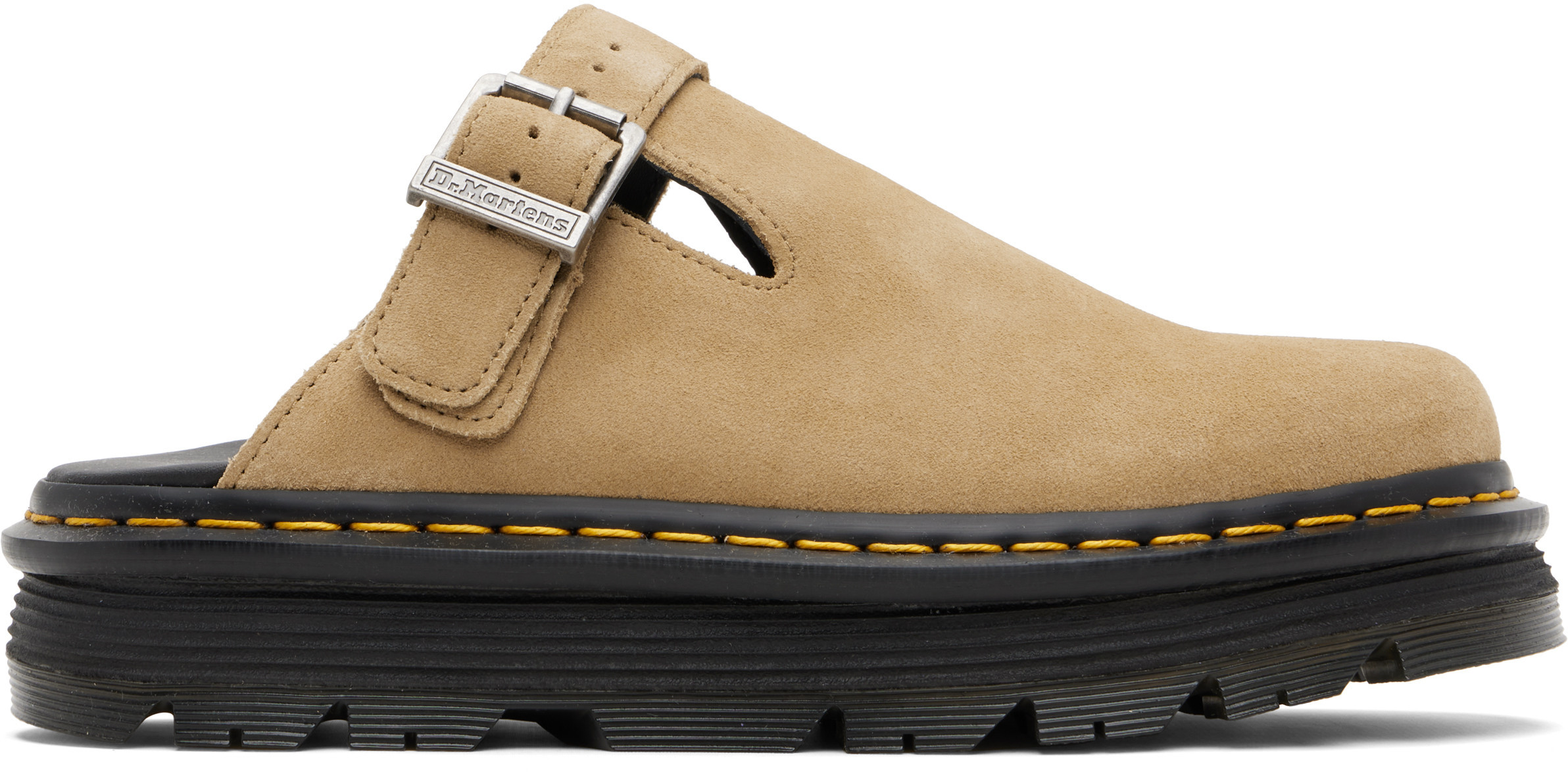 Dr. Martens Beige Zebzag Suede Casual Slingback Platform Mules | SSENSE