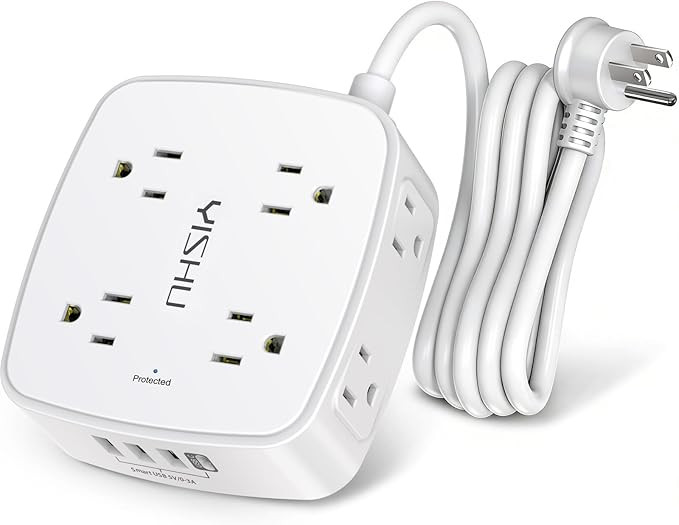 6 Ft Surge Protector Power Strip - 8 Widely Outlets with 4 USB Ports, 3 Side Outlet Extender with... | Amazon (US)