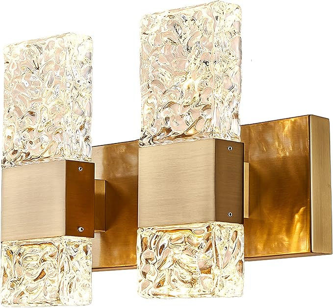 Modern LED Vanity Lights for Bathroom Brushed Gold Crystal Bathroom Vanity Lighting Fixtures 2-Li... | Amazon (US)