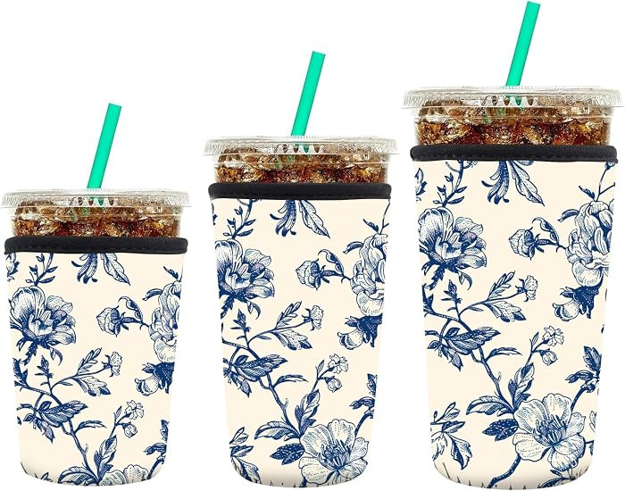 3 Pack Reusable Neoprene Insulator Sleeve for Iced Coffee Cups, Funny Coffee Cup Sleeves for 16-3... | Amazon (US)