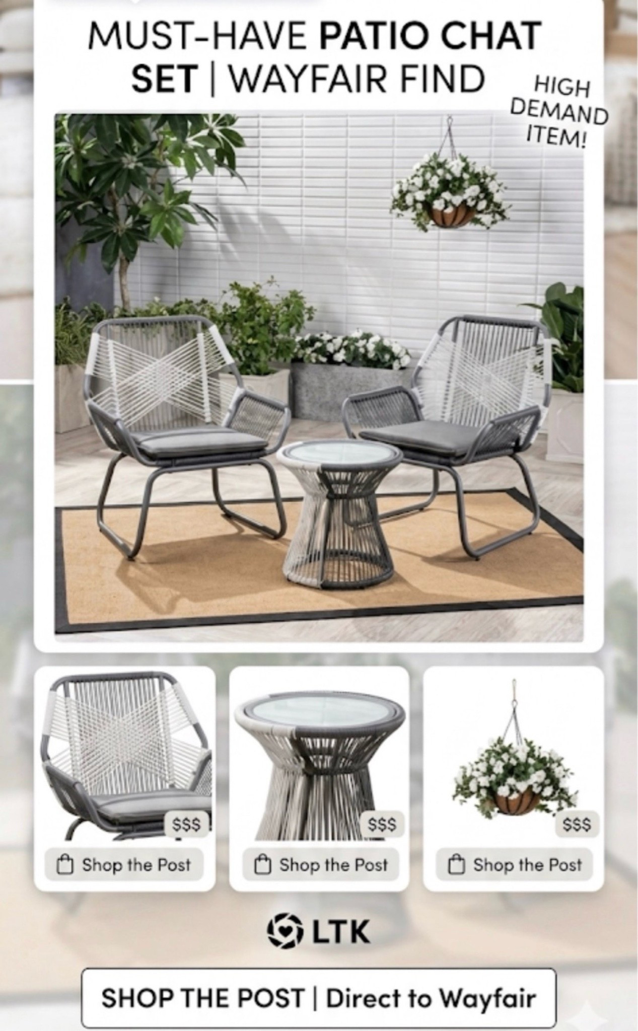 🚨 MUST-HAVE WAYFAIR DEAL ALERT! 🚨
The viral 3-piece patio chat set everyone has been hunting for is officially ranked #1, and it’s finally back in stock! ✨ If you’ve been looking to upgrade your balcony, porch, or patio without breaking the bank, this is your sign.
I am completely obsessed with the modern boho vibe of the woven rope detail and the sleek grey cushions. It’s the perfect cozy setup for morning coffee or evening wine. ☕️🍷 Plus, it’s compact enough for smaller spaces but doesn't skimp on comfort!
Quantities are super limited and this high-demand set will sell out fast again.
👇 HOW TO SHOP:
1️⃣ Click the link in my bio to shop my LTK storefront directly.
2️⃣ Tap the image to shop the exact chat set, side table, and matching outdoor decor!
Follow me on the @shop.ltk app for daily home finds, deals, and styling inspo!
#LTKhome #WayfairFinds #PatioDesign #OutdoorLiving #DealsAlert #HomeDecorInspo #CozyVibes #BalconyDecor #WayfairDeals

#LTKHome #LTKSaleAlert