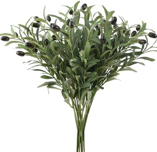 6PCS 18Inch Faux Olive Branches for Vase Realistic,Artificial Olive Tree Branches,Fake Plants,Gre... | Amazon (US)