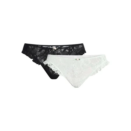 No Boundaries Lace Thong Panties, 2-Pack, Women's XS-XXXL | Walmart (US)