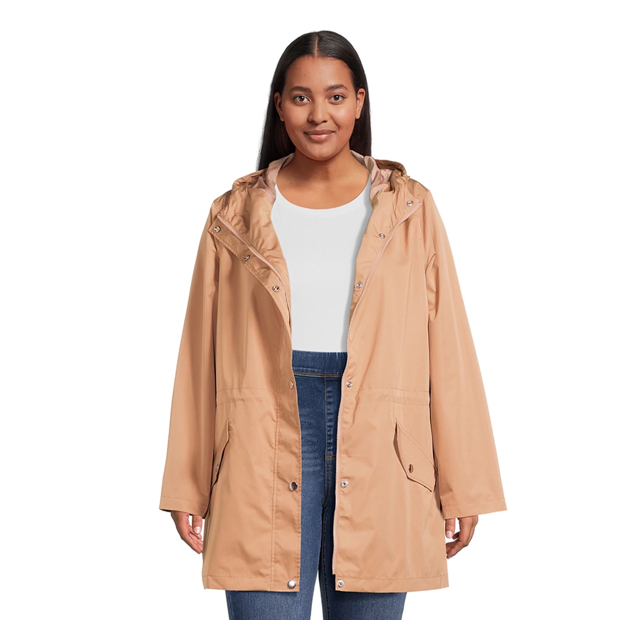 Time and Tru Women's Lightweight Anorak Jacket with Hood, Sizes XS-3X | Walmart (US)