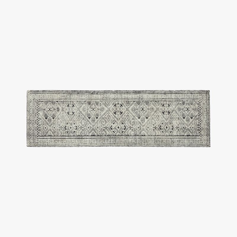 Raumont Handknotted Black Detailed Hallway Runner Rug 2.5'x8' + Reviews | CB2 | CB2