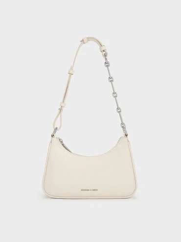 Lane Chain-Strap Shoulder Bag
    
         - Cream | Charles & Keith AU