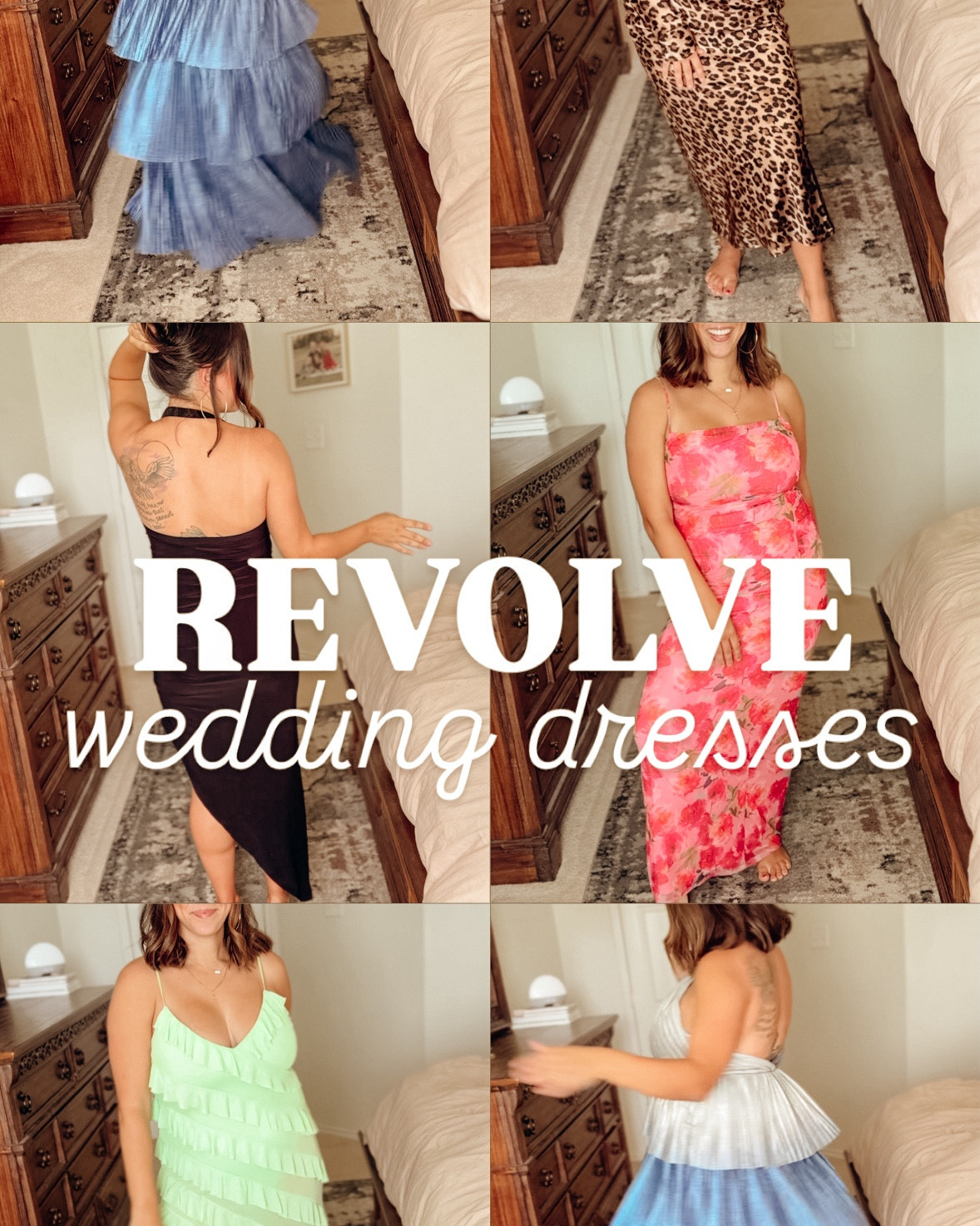 Wedding guest dresses - size 10 / large 

Black dress - a fav! So comfortable and classic dress 
Green dress - sheer material with a built in bodysuit! Super stretchy and a trendy dress 
Floral dress - stretchy fabric and such a pretty print! 
Leopard dress - I completely had this tied wrong - much more flattering when it’s tied right 
Metallic dress - it came missing a piece but it’s such a fun wedding option. Definitely a statement dress 

Black tie wedding 
Black tie dresses 
Maxi dress
Size 10 dress 
Wedding guest dress 

#LTKWedding #LTKMidsize