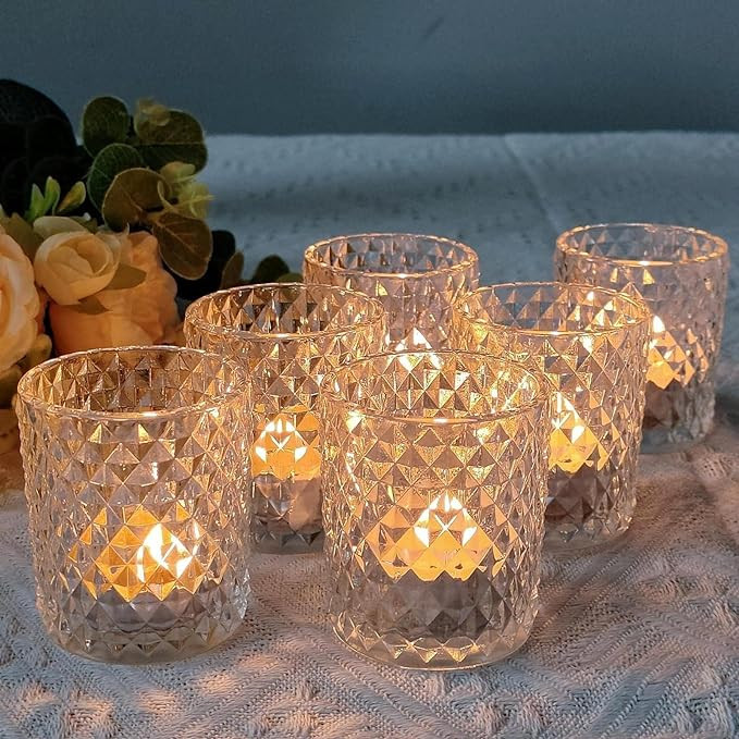 Woho 12Pcs Clear Votive Candle Holders, Tealight Candle Holder for Home Decor, Glass Tea Lights C... | Amazon (US)