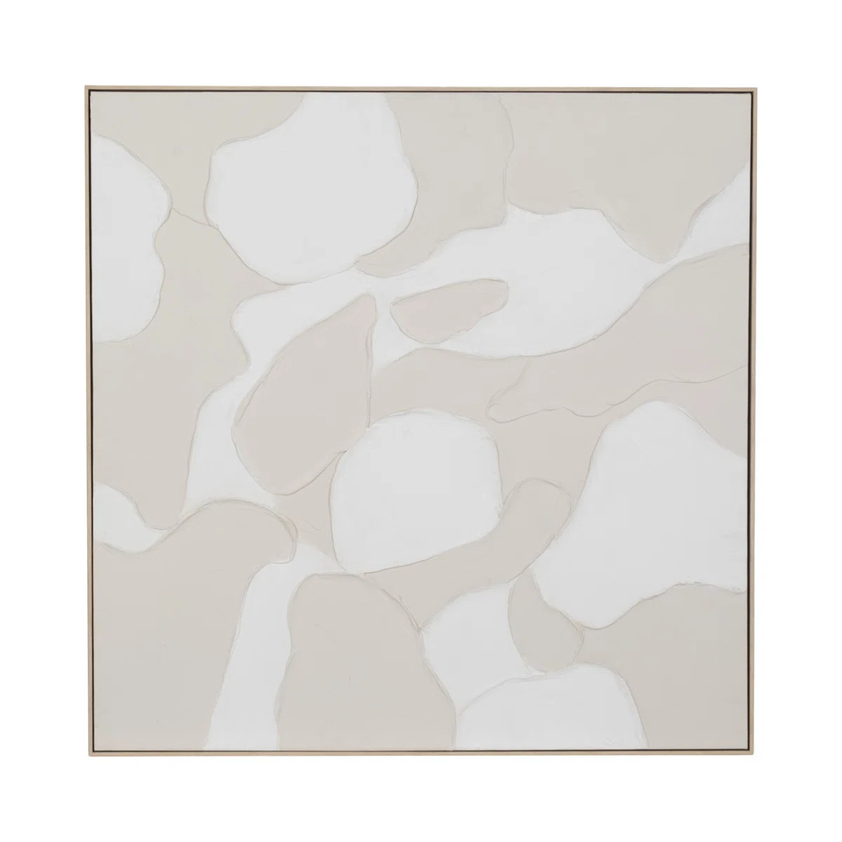 Canvas Wall Art - Hand Painted and Framed with Textured Abstract Design - 40" - Tan & White - Mod... | Wayfair North America