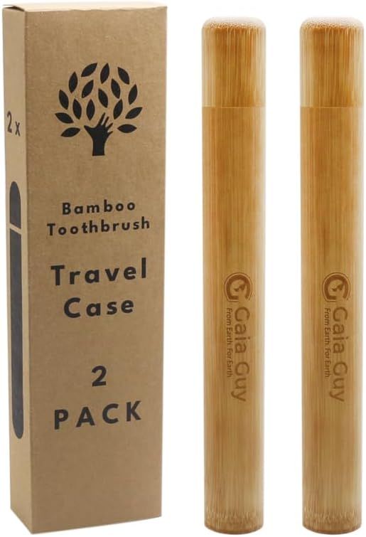 Gaia Guy Bamboo Toothbrush Travel Case 2 Pack - Portable Bamboo Toothbrush Holder Great For Plast... | Amazon (US)